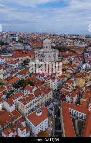 Aus der Vogelperspektive auf das nationale Pantheon und die Skyline der Stadt, Lissabon, Portugal Stockfoto