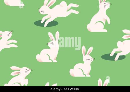 Modernes nahtloses Muster mit süßen weißen Häschen. Weiche osterfarben, glatte Formen. EPS10-Vektor. Stock Vektor