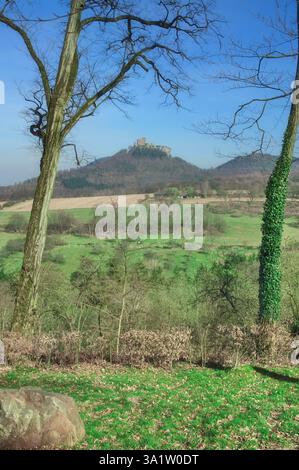 Blick auf die Ruine von Schloss Trifels in Pfälzerwald bzw. Pfälzerwald, Annweiler am Trifels, Rheinland-Pfalz, Deutschland Stockfoto