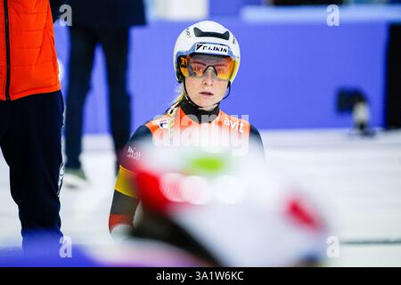 HEERENVEEN, NIEDERLANDE - 2. MÄRZ: Marijke Groenewoud aus den Niederlanden während der ISU World Cup Speed Skating 6 am Thialf am 2. März 2025 in Heerenveen, Niederlande (Foto: Floris Posthuma/Orange Pictures) Stockfoto