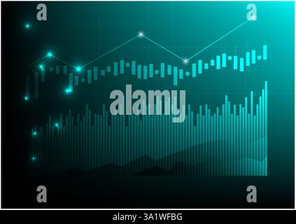 Börse oder forex trading Graph und Candlestick chart Geeignet für finanzielle Investitionen Konzept. Wirtschaft trends Hintergrund für Geschäftsidee und ein Stockfoto