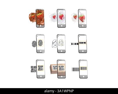 Erfassen Sie Scans auf dem Bildschirm mit der Telefonkamera, isoliert Stockfoto