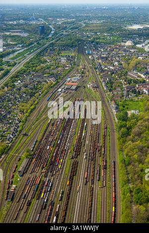 Luftaufnahme, Güterbahnhof und Rangierbahnhof Oberhausen-West Osterfeld, Vondern, Oberhausen, Ruhrgebiet, Nordrhein-Westfalen, Deutschland Stockfoto