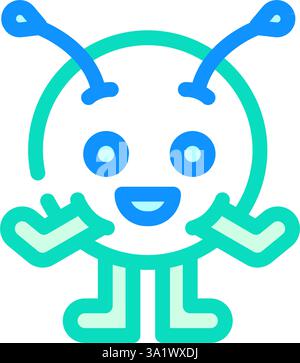 Runde geformte Monster niedliche Farbe Icon Vektor Illustration Stock Vektor