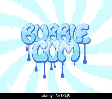Bubble Gum Schriftzug, der eine süße und klebrige Vektor-Illustration bildet Stock Vektor