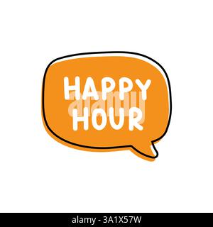 Happy Hour. Abzeichen, Symbol, Logo-Vektor-Design-Illustration auf weißem Hintergrund Stock Vektor