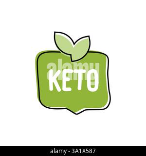 Keto. Abzeichen, Symbol, Logo-Vektor-Design-Illustration auf weißem Hintergrund. Kann für Öko-, Bio- und Bio-Themen verwendet werden Stock Vektor