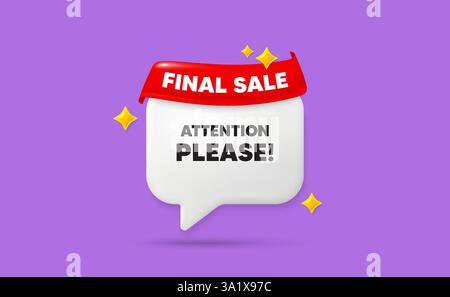 Achtung bitte Symbol. Sonderangebot. Sprechblase mit Band. Vektor Stock Vektor