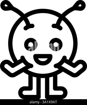 Runde geformte Monster niedliche Linie Icon Vektor Illustration Stock Vektor