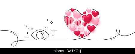 Symbol für Health-Augenlinie. Das grosse Herz der kontinuierlichen Linie. Das Augenarzt-Klinikzeichen. Sehsymbol Optometrie. 3D-Herzen in herzförmiger Schleife. Health Eye Single Line Stock Vektor