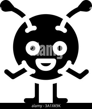 Runde geformte Monster niedliche Glyphe Icon Vektor Illustration Stock Vektor