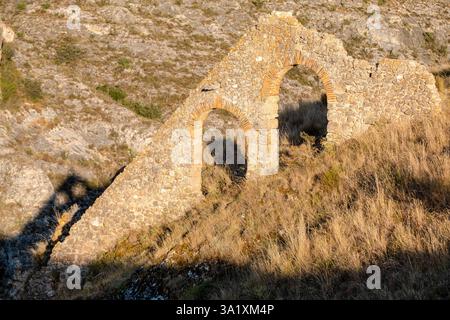 Aquädukt der Burg Berlanga de Duero, 16. Jahrhundert. Soria, autonome Gemeinschaft Castilla y León, Spanien, Europa. Stockfoto