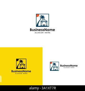 Design mit Logo für die Außenküche einfaches und flaches Zeichen. Vektorabbildung Stock Vektor