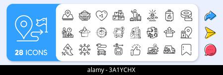 Symbole für Paketverfolgung, Großhandelswaren und Metro-Linien. Für Web-App drucken. Symbole für die App-Zeile. Vektor Stock Vektor