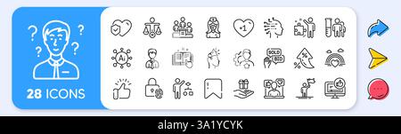 Symbole für Pfleger, Algorithmus und Business Podium. Für Web-App drucken. Symbole für die App-Zeile. Vektor Stock Vektor