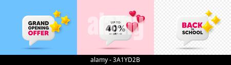 Bis zu 40 % Rabatt auf den Verkauf. Preisschild für Rabattangebot. Chat-Sprechblasen. Vektor Stock Vektor