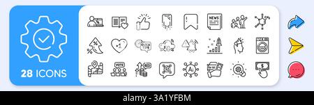 Symbole für Love Book, Smartphone Recovery und QR-Codezeilen. Für Web-App drucken. Symbole für die App-Zeile. Vektor Stock Vektor