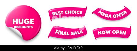 Riesige Rabatte. Sonderangebot Preisschild. Aufkleber, Bänder Banner. Vektor Stock Vektor