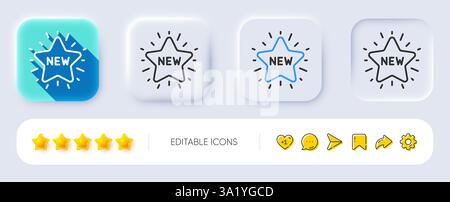 Symbol für neue Sternlinie. Verkaufsschild. Neumorphe Tasten. Vektor Stock Vektor