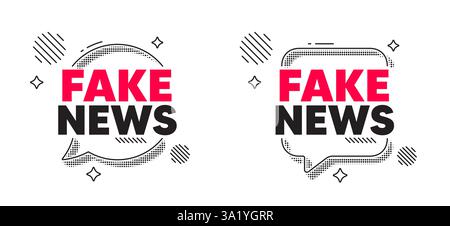 Gefälschtes News-Tag. Schild mit Medienzeitung. Chat-Sprechblase. Vektor Stock Vektor
