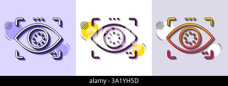 Symbol für Augenerkennung. Retina-Scan-Zeichen. Gepunktete Halbtonmuster. Vektor Stock Vektor