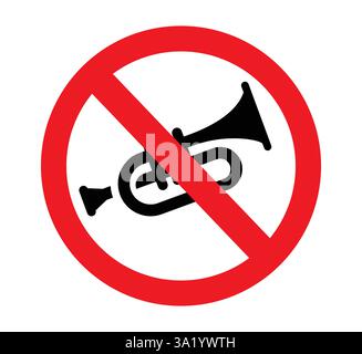 Kein Hupen-Symbol Clipart-Zeichen. Straßenwarnung kein Hupe Clip Art mit Trompeten Piktogramm für Kirche, Schule und Einrichtung Beschilderung Vektor Stock Vektor