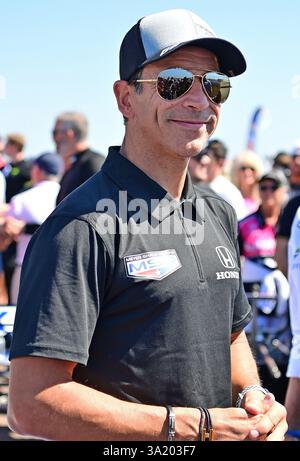 Viermaliger Indianapolis 500-Sieger Helio Castro-Neves am Sonntag, den 2. März 2025 2025, in St. Petersburg, Fla. (Mitch White/Image of Sport) Stockfoto