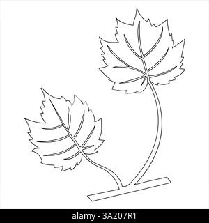 Durchgehende einzeilige Kunstzeichnung Ahornblatt handgezeichnet minimalistisch und Umrissvektor Illustration Stock Vektor