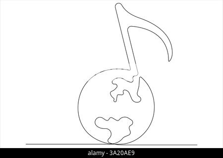 Durchgängige einzeilige Zeichnung von Musikwerkzeugen Vektorillustration Musik Tag Song Sound Konzept Stock Vektor