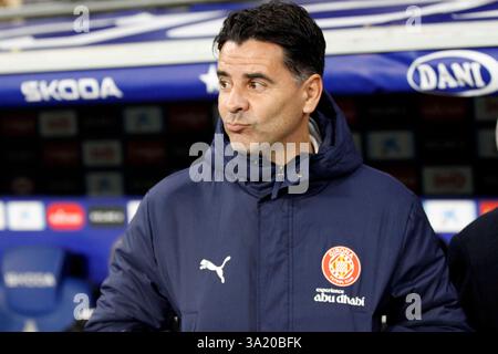 Sabadell, Barcelona, Spanien. März 2025. Barcelona Spanien 10.03.2025 Michel Coach ( Girona FC) Gesten während der La Liga EA Sports zwischen Espanyol und Girona FC im RCDE Stadium am 10. März 2025 in Barcelona. (Kreditbild: © Xavi Urgeles/ZUMA Press Wire) NUR REDAKTIONELLE VERWENDUNG! Nicht für kommerzielle ZWECKE! Stockfoto
