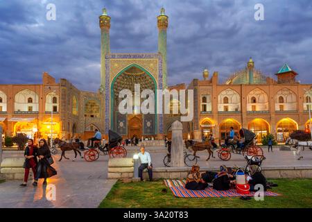Shah-Moschee oder Imam-Moschee auf der Südseite des Naghsh-e Jahan-Platzes. Die Schah-Moschee ist eine Moschee in Isfahan, Iran. Es befindet sich auf der Südseite Stockfoto