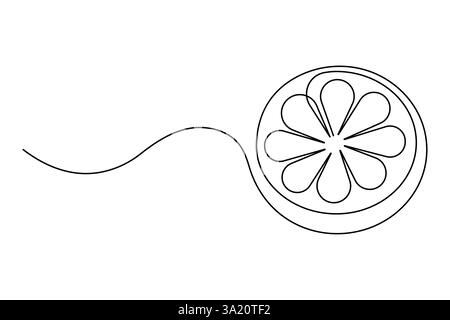 Vektor abstrakte, durchgehende, einzeilige Kunstzeichnung von Icon orange Frucht in Skizze Stock Vektor