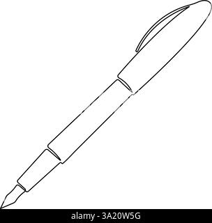 Durchgehende einzeilige Zeichnung eines Stiftes Kontur-Vektorillustration Stock Vektor