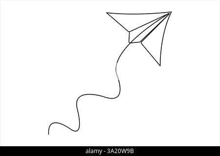 Durchgehende einzeilige Zeichnung der Papierflugzeug fliegende Entwurfsvektorillustration Stock Vektor