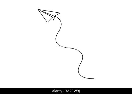 Durchgehende einzeilige Zeichnung der Papierflugzeug fliegende Entwurfsvektorillustration Stock Vektor