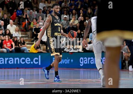 Monaco, Monaco. März 2025. # 11 Alpha Diallo von Monaco wird während des Betclic Elite-Spiels zwischen AS Monaco und Paris Basket am 09. märz 2025 in der Salle Gaston Medecin in Monaco gesehen. Foto: Laurent Coust/ABACAPRESS. COM Credit: Abaca Press/Alamy Live News Stockfoto