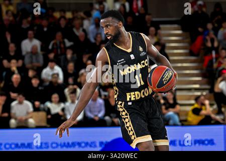 Monaco, Monaco. März 2025. #11 Alpha Diallo von Monaco wird während des Betclic Elite-Spiels zwischen AS Monaco und Paris Basket am 09. märz 2025 in der Salle Gaston Medecin in Monaco gesehen. Foto: Laurent Coust/ABACAPRESS. COM Credit: Abaca Press/Alamy Live News Stockfoto