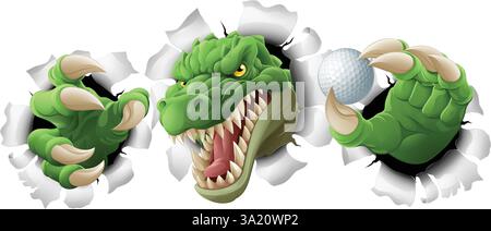 Krokodil Dinosaurier Alligator Golf Sport Maskottchen Stock Vektor