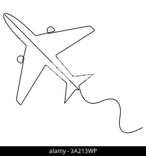 Flugzeugweg in durchgehender einzeiliger Kunstzeichnung des internationalen Fluges und der Weltreise Stock Vektor