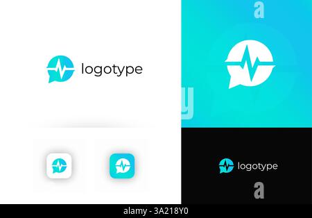 Telemedizin-Logo mit medizinischem Kreuz, das digitale Gesundheitswesen und Online-Konsultationen symbolisiert. Geeignet für Telemedizin, virtuelle Kliniken, Online Stock Vektor