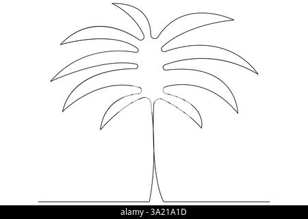 Palme durchgehende einzeilige Zeichnung der isolierten Konturvektorillustration Stock Vektor