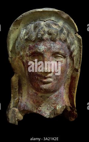 Verborgener Kopf eines Jugendlichen aus Veii, 3.-1. Jahrhundert v. Chr., Votife Geschenk aus Mittelitalien, römisch, Rom, Italienisch, Italien, Stockfoto