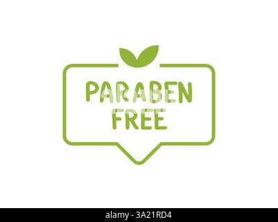Parabenfrei. Abzeichen, Symbol, Logo-Vektor-Design-Illustration auf weißem Hintergrund. Kann für Öko-, Bio- und Bio-Themen verwendet werden Stock Vektor