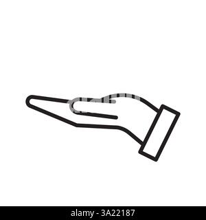 Minimaler Umriss der Handfläche. Symbol „Hand öffnen“. Großzügiges Stützschild. Vektorsymbol. Stock Vektor