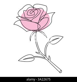Durchgehende einzeilige Kunstzeichnung Vektor-Illustration des Stils Rose Blume Stock Vektor