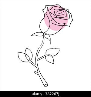 Durchgehende einzeilige Kunstzeichnung Vektor-Illustration des Stils Rose Blume Stock Vektor