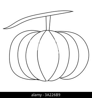 Halloween Kürbis mit einem Gesicht einzelne Linie Kunst Zeichnung kontinuierliche Vektor Umriss Illustration Minimalismus Stock Vektor