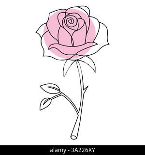 Durchgehende einzeilige Kunstzeichnung Vektor-Illustration des Stils Rose Blume Stock Vektor