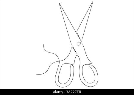 Durchgehende einzeilige Kunstzeichnung von Schere Vektor-Illustration Design Stock Vektor