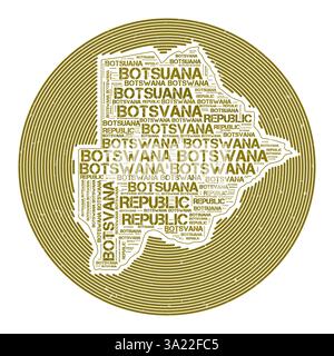 Botswana Vektorbild. Country Round-Logo-Design. Botswana-Poster in Kreisbögen und Wortwolke. Klassische Vektorillustration. Stock Vektor